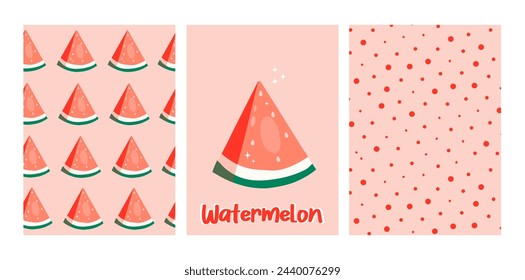 Groovy hippie 70s seamless pattern with melon. Vector cards in trendy retro psychedelic cartoon style. Vector backgrounds set. Good vibes funny cartoon elements. Flat design food print illustration.