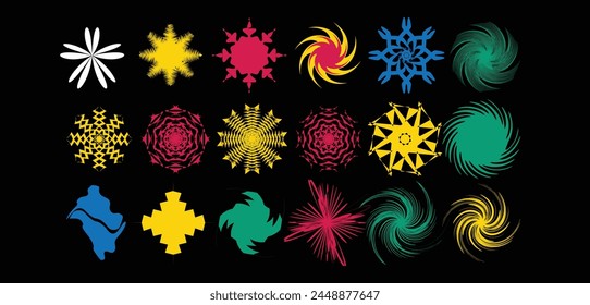 Groovy hippie 70s set. Funny cartoon. Sticker pack in trendy retro psychedelic cartoon style.Vector illustration with wavy geometric elements. Brutalism Naive playful abstract shapes sticker pack set
