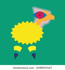 Groovy hippie 70s set. Funny cartoon. Sticker pack in trendy retro psychedelic cartoon style.Vector illustration with wavy geometric elements. Brutalism Naive playful abstract shapes sticker chick