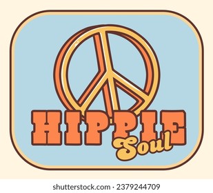 Groovy hippie 70s sticker. Symbol hippie. Sticker in trendy retro psychedelic cartoon style 60s. Hippie soul. Good vibes. Stay groovy.
