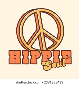 Groovy hippie 70s sticker. Symbol hippie. Sticker in trendy retro psychedelic cartoon style 60s. Hippie soul. Good vibes. Stay groovy.
