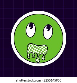 Groovy hippie 70s. Sticker in trendy retro psychedelic cartoon style. Isolated vector illustration. Hippie 60s, 70s style. Vector illustration concept