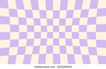 Groovy hippie 70s vector background. Chessboard pattern. Twisted and distorted vector texture in trendy retro psychedelic style