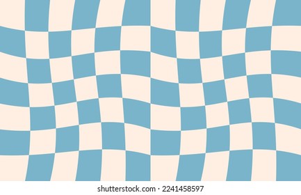 Groovy hippie 70s vector background. Chessboard pattern. Twisted and distorted vector texture in trendy retro psychedelic style
