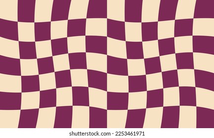 Groovy hippie 70s vector background. Chessboard pattern. Twisted and distorted vector texture in trendy retro psychedelic style