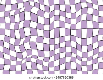 Fondo de Vector hippie Groovy de los años 70, tablero de ajedrez. Fondo en estilo moderno retro trippy. 