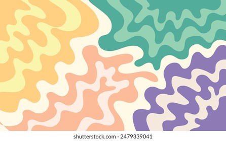 Groovy hippie 70s vector backgrounds.  Curved line geometry abstract background.