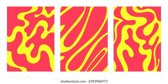 Groovy hippie 70s Yellow and pink color background in trendy retro psychedelic style. Vector illustration