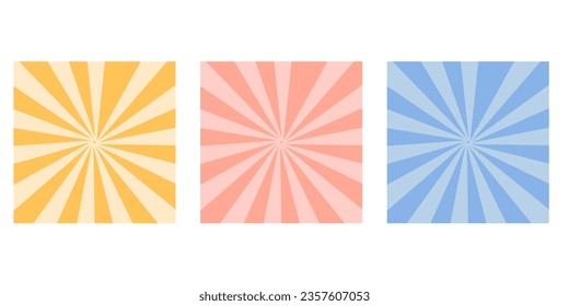 Groovy hippie background. Vector retro sunburst texture