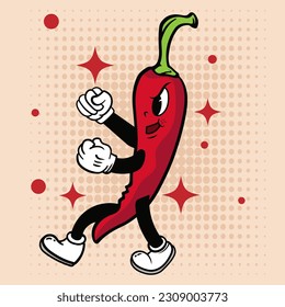 Groovy hippie characters Vegetables Doodle  retro cartoon style illustration Simple background images for poster, cover, banner, desktop wallpaper.