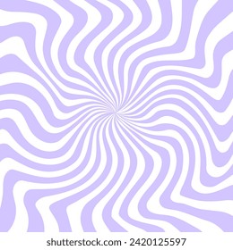 Groovy hippie poster. Trippy spiral wavy lines background. Psychedelic sunburst radial burst wallpaper.