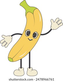 Groovy Hippie Psychedelic Character. 70s Vector Cartoon Illustration.