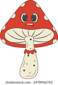 Groovy Hippie Psychedelic Character. 70s Vector Cartoon Illustration.
