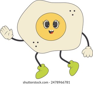 Groovy Hippie Psychedelic Character. 70s Vector Cartoon Illustration.