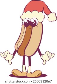 Groovy hot dog funny cartoon character