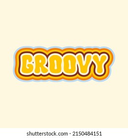 Groovy inscription with rainbow shadow in retro hippie style 60s, 70s. Trendy colorful design for stickers, posters, t - shirts. Vector illustration