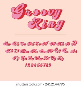 Groovy King Retro Vector Alphabet Font Template