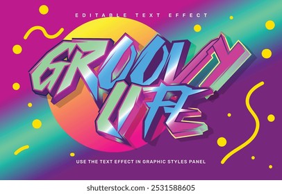 Groovy life editable text effect template
