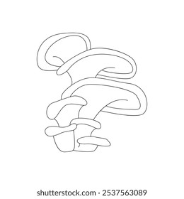 Groovy line psychedelic mushroom family, magic toadstools growing together vector illustration