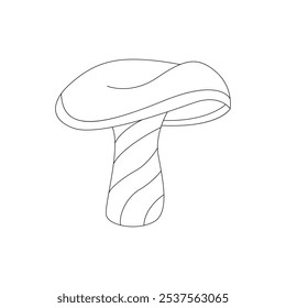 Groovy line psychedelic mushroom with waves on stem and cap vector illustration