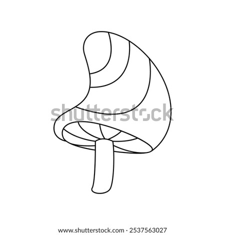 Groovy line psychedelic mushroom with waves on cap with weird shape vector illustration