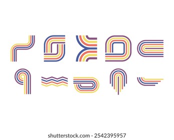 Groovy Line Juego de elementos retro