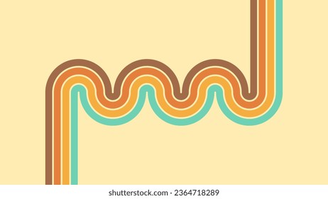Groovy line wave rainbow abstract retro style background Abstract groovy retro style background with line rainbow 