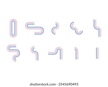 Groovy Lined Retro Element Set 