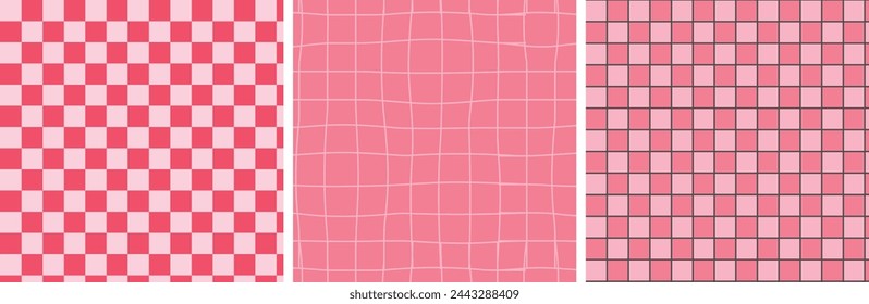 Groovy lovely backgrounds. square concept. Funky pattern and texture in trendy retro 60s 70s cartoon style. Vector seamless pattern in pink red colors.