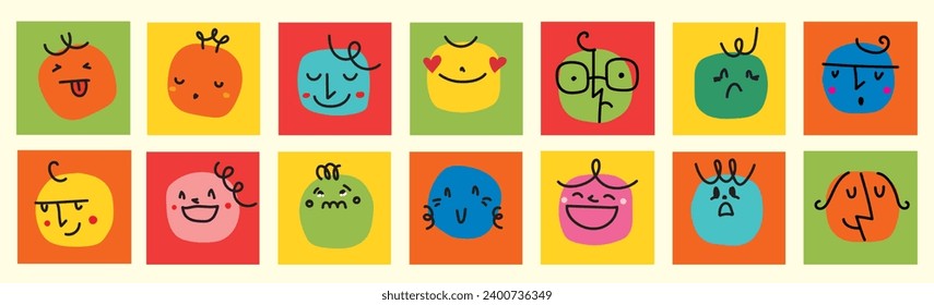 Groovy lovely funny faces stickers. Love concept. Happy Valentines day. Funky happy heart character in trendy retro 60s 70s cartoon style. Vector illustration