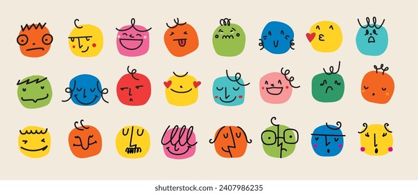 Groovy lovely funny faces stickers. Love concept. Happy Valentines day. Funky happy heart character in trendy retro 60s 70s cartoon style. Vector illustration