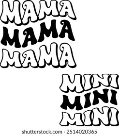 Groovy Mama und Mini-Schriftzug, Vektordatei