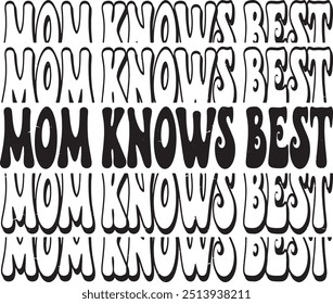 Groovy Mom sabe melhor Mão desenhada frase lettering, Groovy t shirt design, Arquivos isolados para corte, Preto e branco Card Design