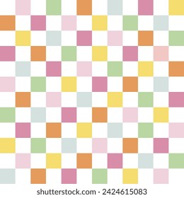 Groovy multicolor tablero de ajedrez vector patrón sin fisuras. Fondo abstracto geométrico.