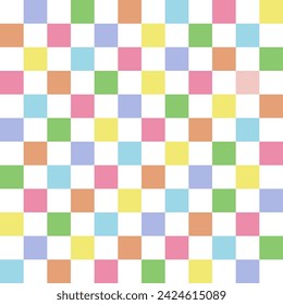 Groovy multicoloured checkerboard vector seamless pattern. Geometric abstract background.