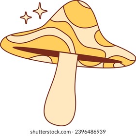 Groovy Mushroom Plant Vector Illustration