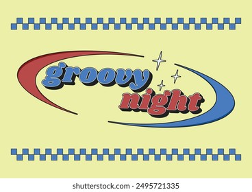 Groovy night trendy sign text effect template concept for social media and print