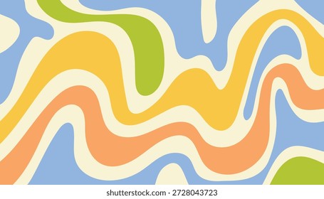 Arte abstracto groovy y nostálgico con Formas fluidas y orgánicas y una cálida paleta de colores vintage. Perfecto para proyectos de Diseño gráfico moderno y Plantillas.