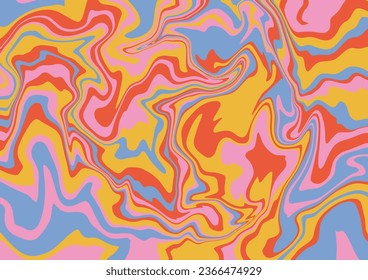 Groovy op-art trippy background with warped lines. Trippy 60s 70s style flat vector illustration.