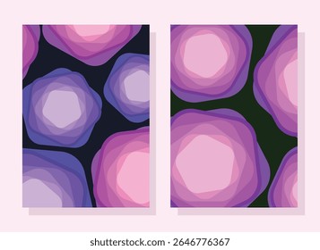 Par Groovy de padrões vetoriais de fundo de geometria abstrata. Formas concêntricas na moda ideias de fundo para pinturas de parede, placemats, tapetes e tapetes, protetor de tela, cachecol, impressão de t-shirt, modelo.