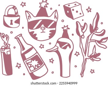 Groovy party elements in vector