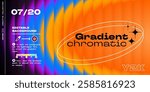 Groovy pattern background of creative gradient with reeded glass texture. Vector Y2K retro gradient background with glass displacement effect of 3D ribbed glass morphism texture