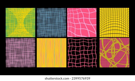 Groovy pattern set. Retro 60s psychedelic design collection. Vector background for print. 