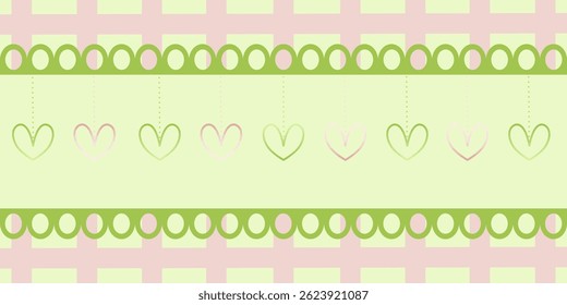 Groovy patterned border frames set - wavy edge, checkered, green pink striped decorative square frame collection with heart shape.