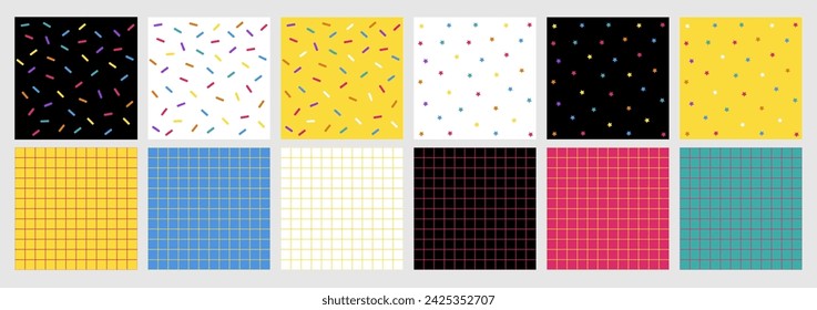 Groovy patterns. Groovy hippie 70s set of patterns. Patterns in trendy retro psychedelic style. Y2k aesthetic.
