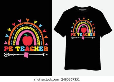 Groovy Physical Education Teacher PE Squad Back To School T-Shirt Design