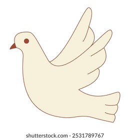 Groovy pigeon.Peace dove. Peace and love hippie symbol.Vector illustration.Isolated on white background.