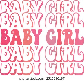 Groovy Pink Baby Girl mini lettering vector file, matching shirts design Illustrator Artwork

