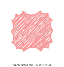 Marco de borde de crayón rosa groovy con estilo de boceto ondulado. Gráfico retro con sombreado de tiza y borde sombreado ofrece fondo y2k, acento artístico para uso de diseño vintage juguetón.