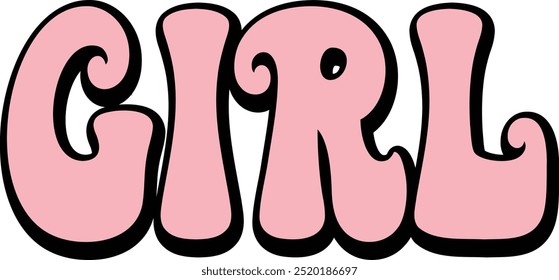 Groovy Pink Girl mini lettering vector file, matching shirts design Illustration